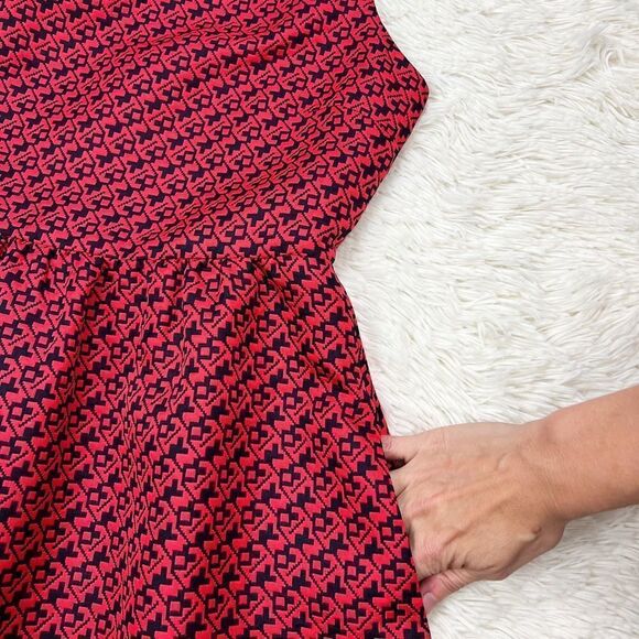 Anthropologie Lili Wang Red Geo High Low Dress Size 4 - Picture 6 of 9